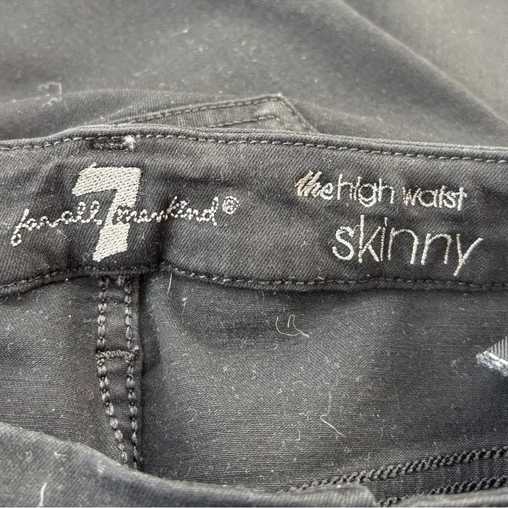 7 For All Mankind Women's Ankle Skinny Jeans Black Size 25 - Picture 4 of 5